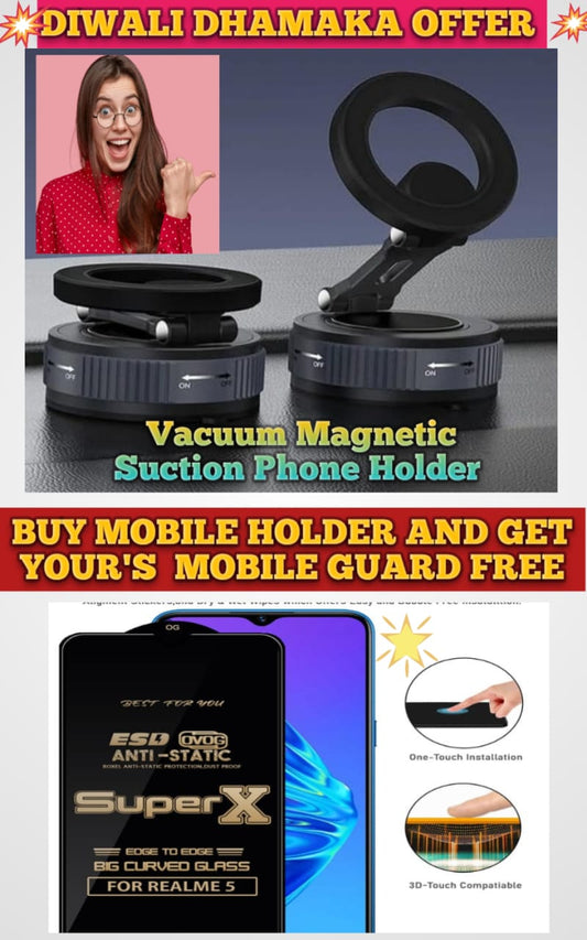 Vacuum Magnetic Suction Phone Holder! With Free Gift